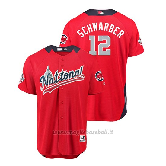 Maglia Baseball Uomo All Star Game Chicago Cubs Kyle Schwarber 2018 1ªRun Derby National League Rosso